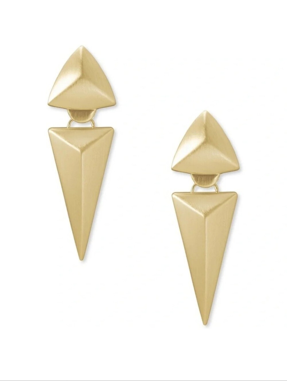 Kendra Scott Vivian Gold Tone Geometric Pyramid Spike Dangle Earrings Art Deco